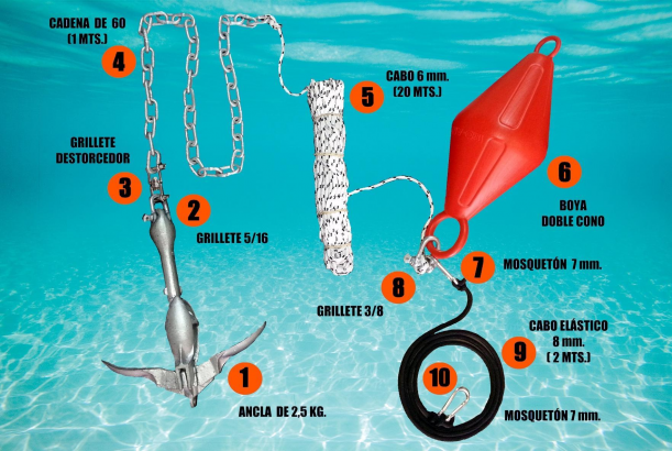 Kit de fondeo para mar 2,5 kg