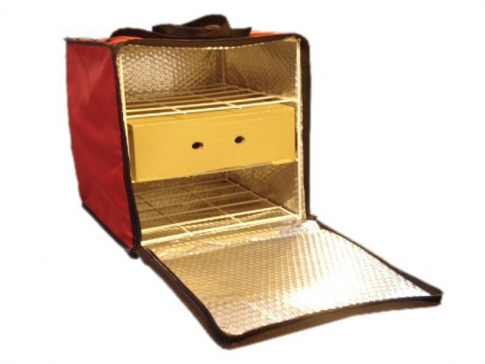 Bolso térmico con estructura para 6 cajas de pizza 33x33 o 3 tortas
